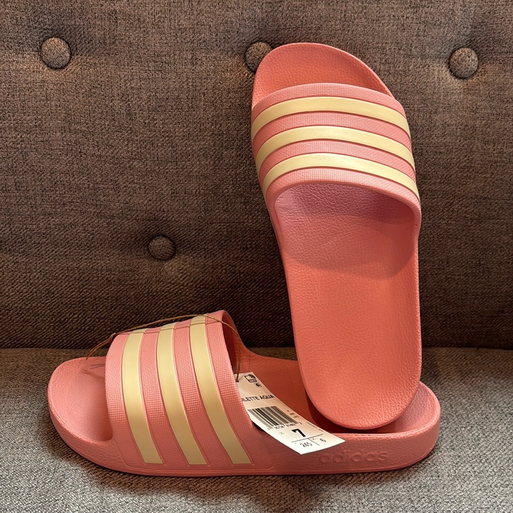 NWT pink adidas slides